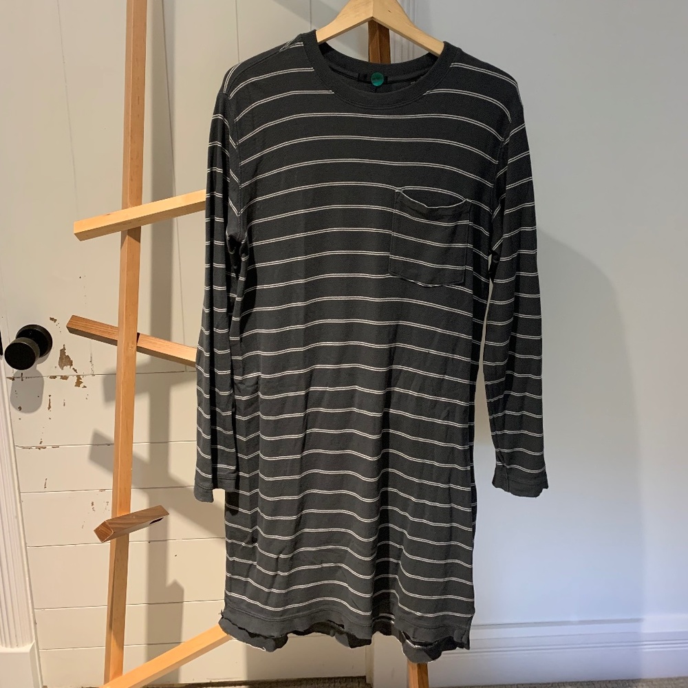 ATM Anthony Thomas Melillo Gray striped long sleeve dress